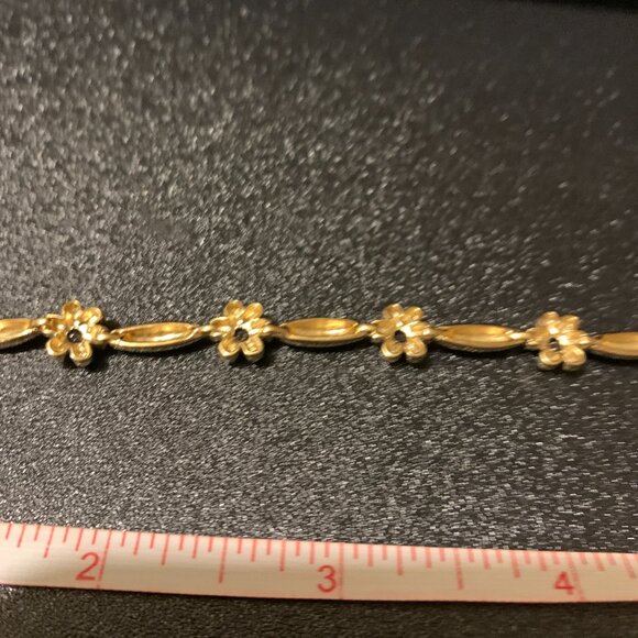 18K Yellow Gold Plated 0.14 CTW Diamonds and 1.05 CTW Black Sapphire Bracelet - Picture 5 of 7